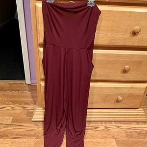 Burgundy tube jumpsuit